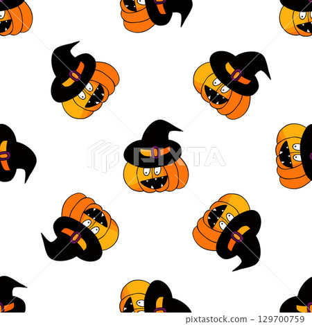 Halloween seamless pattern in hand draw style 129700759