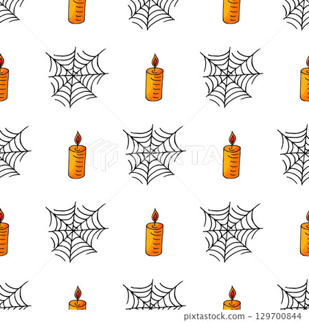 Halloween seamless pattern in hand draw style Halloween seamless pattern in hand draw style 129700844