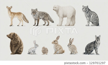 動物水彩插圖 129701297