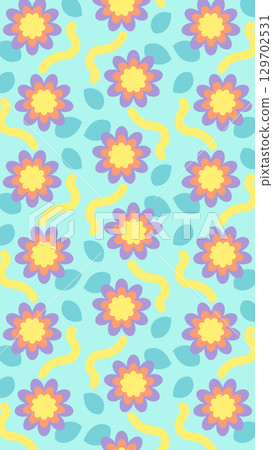 Retro floral pattern green 16:9 129702531