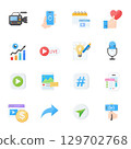 Video Marketing & Social Media Icon Set Live Stream, Content Creation 129702768