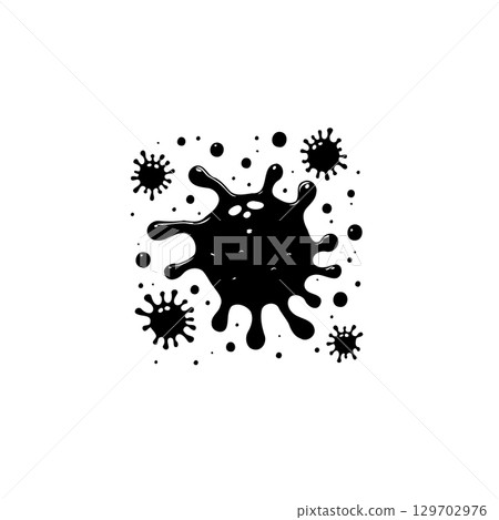 Abstract representation of viruses or bacteria in black and white vector style Abstract representation of viruses or bacteria in black and white vector style 129702976