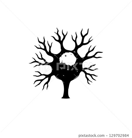 Stylized neuron illustration depicting brain cells and neural connections concept 129702984