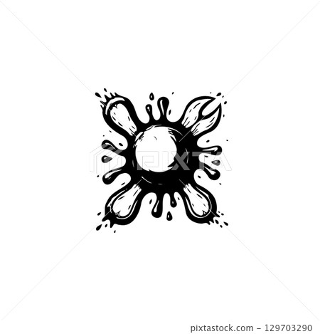 Abstract ink blot design with dynamic radiating splatters and illustrative appeal Abstract ink blot design with dynamic radiating splatters and illustrative appeal 129703290