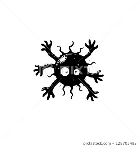 Creepy Funny Cartoon Character with Arms and Eyes: Halloween Illustration Element 129703482