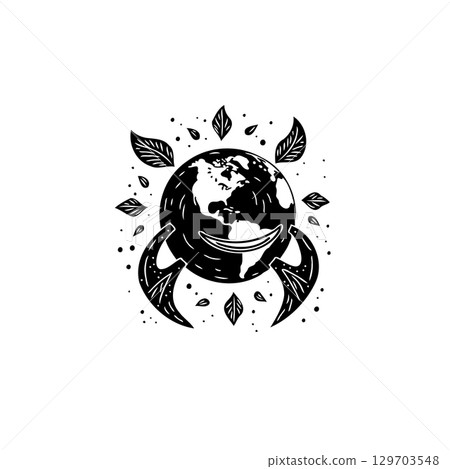 Symbolic earth day illustration showcasing harmony with nature and ecological awareness Symbolic earth day illustration showcasing harmony with nature and ecological awareness 129703548