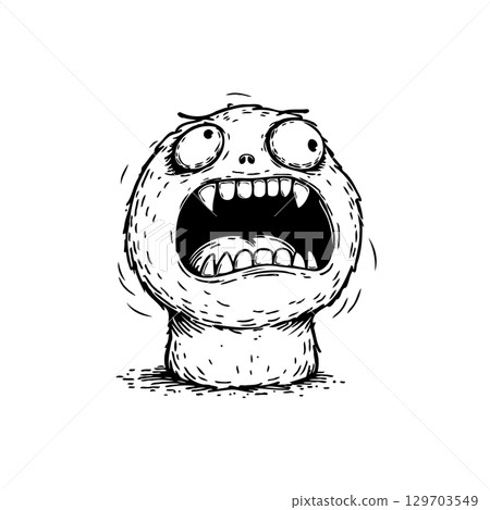 Expressive monster illustration depicting panic, anxiety, and fear, a whimsical character design Expressive monster illustration depicting panic, anxiety, and fear, a whimsical character design 129703549