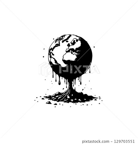 Melting Earth: A stark visual representation of environmental damage and global warming Melting Earth: A stark visual representation of environmental damage and global warming 129703551