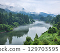 Landscape River Mist Fog Tadami Line Mountain 129703595