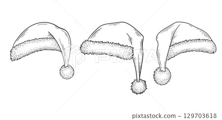 Christmas Santa Claus hat . Happy new year . Christmas holidays. Vector illustration. Christmas Santa Claus hat . Happy new year . Christmas holidays. Vector illustration. 129703618