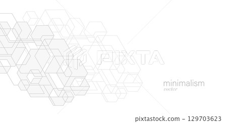 White background hexagon pattern , abstract elements design. Linear geometric drawing. Vector illustration. 129703623