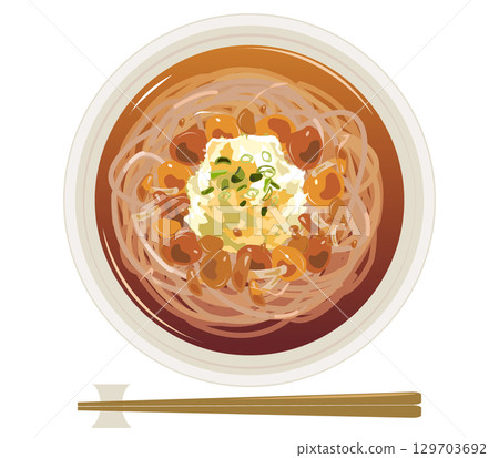 從上方看的滑子蕎麥麵 129703692