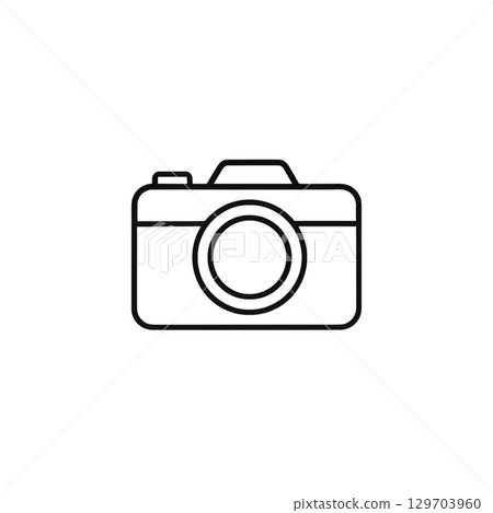 相機線描圖標，材質，無背景，插圖 129703960