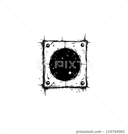 Abstract dark portal illustration with square frame and celestial orb design Abstract dark portal illustration with square frame and celestial orb design 129704065
