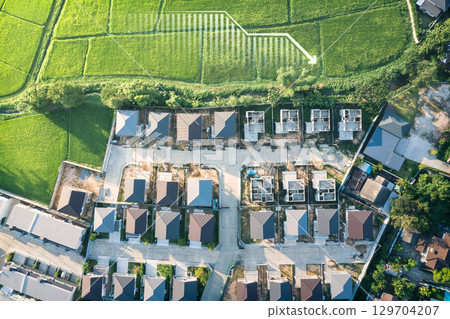 Land in aerial view with concept of land value. 129704207