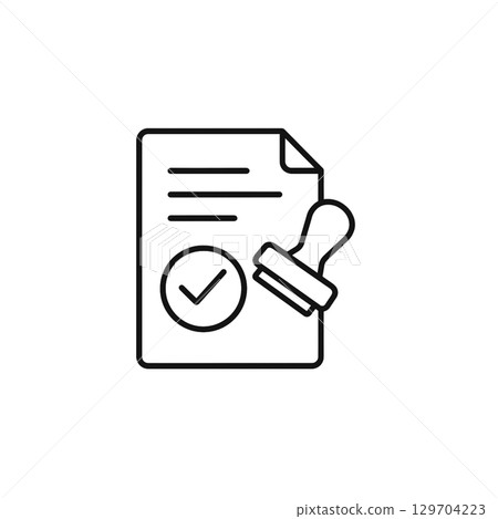 Approval line icon, material, no background, illustration 129704223