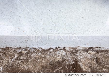 Terrazzo floor at side view construction on ground. 129704230