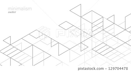 White background from cubes and lines. Linear geometric drawing. Abstraction, Vector illustration. White background from cubes and lines. Linear geometric drawing. Abstraction, Vector illustration. 129704478