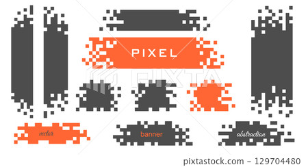 Pixel banner. Set of paint streaks .Strip paint . Abstract pixel background for the inscription. Vector illustration. Pixel banner. Set of paint streaks .Strip paint . Abstract pixel background for the inscription. Vector illustration. 129704480