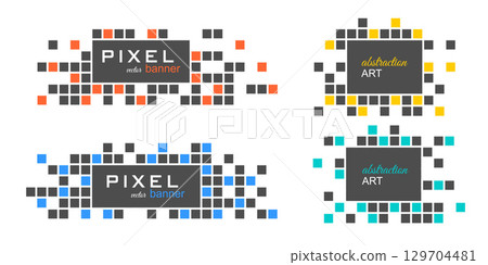 Pixel banner. Set of paint streaks .Strip paint . Abstract pixel background for the inscription. Vector illustration. Pixel banner. Set of paint streaks .Strip paint . Abstract pixel background for the inscription. Vector illustration. 129704481