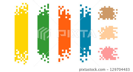 Pixel banner. Set of paint streaks .Strip paint . Abstract pixel background for the inscription. Vector illustration. 129704483