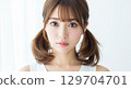 Female model with twin tails 129704701