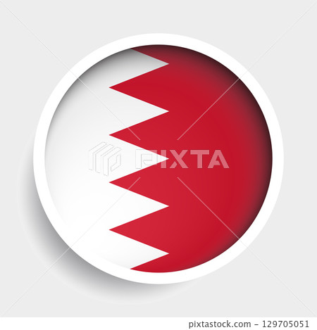 Flag of Bahrain, round icon with shadow, national symbol 129705051