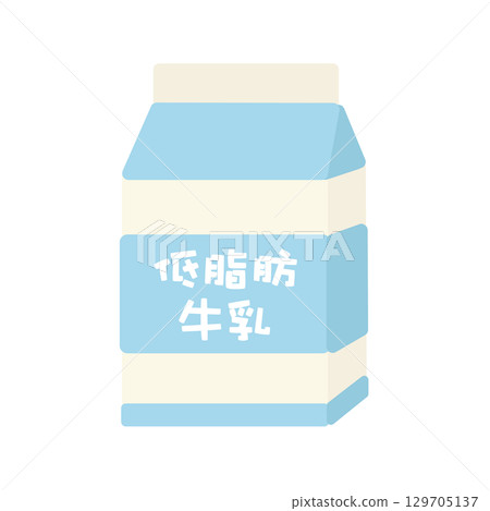 Low-fat milk in a paper carton illustration 129705137