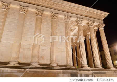 Illumination of Maison Carrée in Nîmes, France (photographed on August 12, 2025) Illumination of Maison Carrée in Nîmes, France (photographed on August 12, 2025) 129705179