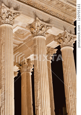 Illumination of Maison Carrée in Nîmes, France (photographed on August 12, 2025) 129705181