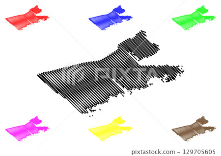 Guysborough County (Canada, Nova Scotia Province, North America) map vector illustration, scribble sketch Guysborough map 129705605