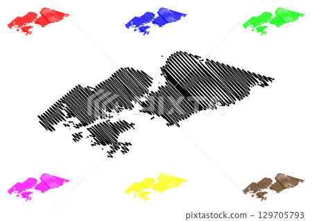 Richmond County (Canada, Nova Scotia Province, North America) map vector illustration, scribble sketch Comte de Richmond or Siorramachd Richmond map 129705793
