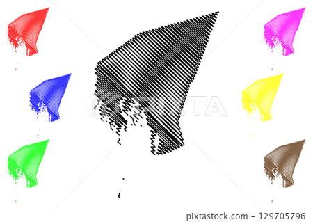 Yarmouth County (Canada, Nova Scotia Province, North America) map vector illustration, scribble sketch Comte de Yarmouth or Siorrachd Yarmouth map 129705796