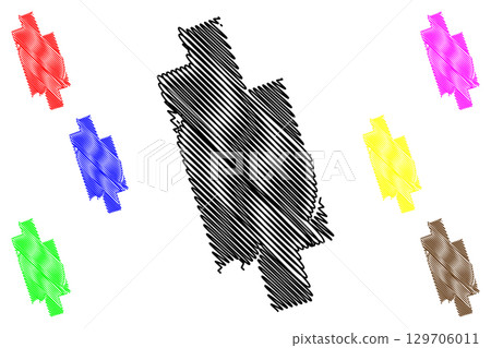 Kawartha Lakes city (Canada, Ontario Province, North America) map vector illustration, scribble sketch Kawartha Lakes map 129706011