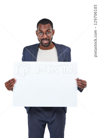 Portrait, creative and poster mockup for marketing paper space, advertising mock up and promotion. Banner, blank and billboard sign for happy worker, smile or businessman on isolated white background Portrait, creative and poster mockup for marketing paper space, advertising mock up and promotion. Banner, blank and billboard sign for happy worker, smile or businessman on isolated white background 129706185