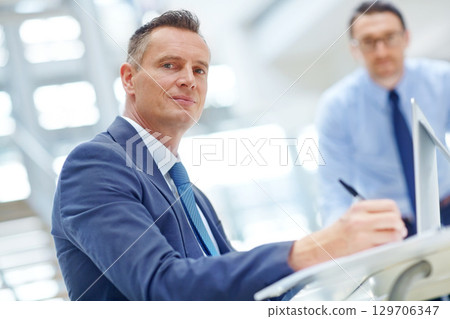 Office portrait, investment team and businessman review digital financial portfolio, stock market or finance database. Economy, writing and crypto trader research forex, bitcoin mining or nft trading Office portrait, investment team and businessman review digital financial portfolio, stock market or finance database. Economy, writing and crypto trader research forex, bitcoin mining or nft trading 129706347