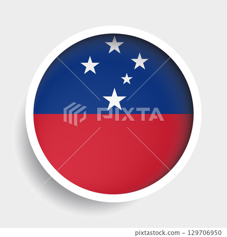 Flag of Samoa, round icon with shadow, national symbol 129706950