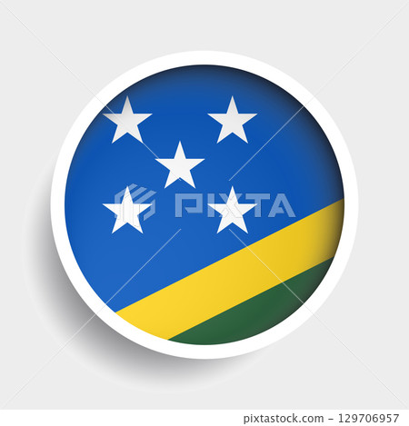 Flag of Solomon Islands, round icon with shadow, national symbol 129706957