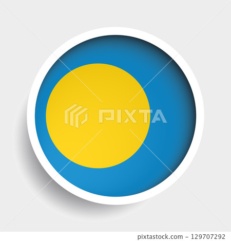 Flag of Palau, round icon with shadow, national symbol Flag of Palau, round icon with shadow, national symbol 129707292