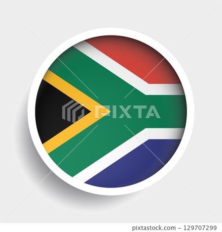 Flag of South Africa, round icon with shadow, national symbol  129707299