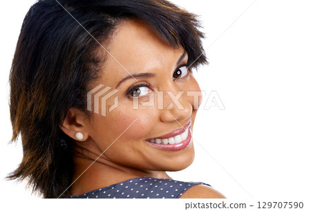 Face portrait, skincare and beauty of woman in studio on a white background mock up. Makeup, cosmetics and happy female model satisfied with spa facial treatment for healthy, glowing or flawless skin Face portrait, skincare and beauty of woman in studio on a white background mock up. Makeup, cosmetics and happy female model satisfied with spa facial treatment for healthy, glowing or flawless skin 129707590