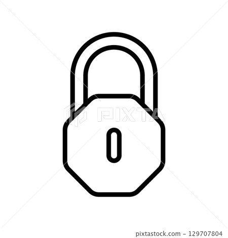 Simple Padlock Icon for Security and Privacy, isolated on a white background. 129707804