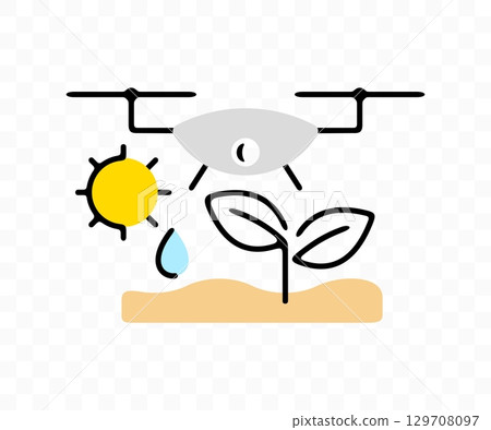 Sprout grows out of soil and drone, graphic design. Plant, seedling, climate and quadcopter, vector design and illustration Sprout grows out of soil and drone, graphic design. Plant, seedling, climate and quadcopter, vector design and illustration 129708097