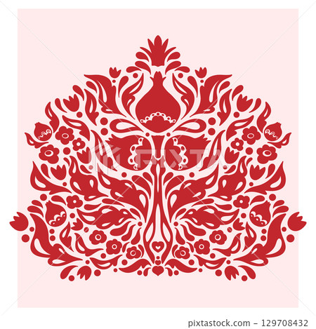 vector ornate golden floral pattern on a white background 129708432