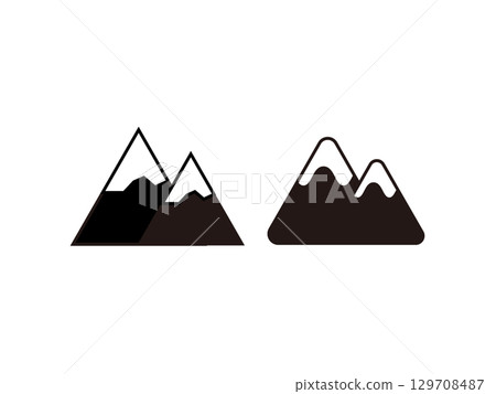 Set of snowy mountain icon illustrations 129708487