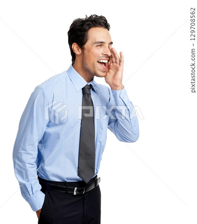 Excited businessman, hand or shouting on studio background for finance deal, investment or stock sales. Happy, screaming or yelling financial worker on white mockup backdrop in savings review or vote Excited businessman, hand or shouting on studio background for finance deal, investment or stock sales. Happy, screaming or yelling financial worker on white mockup backdrop in savings review or vote 129708562