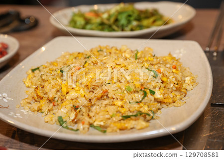 Chinese food. Egg fried rice 129708581