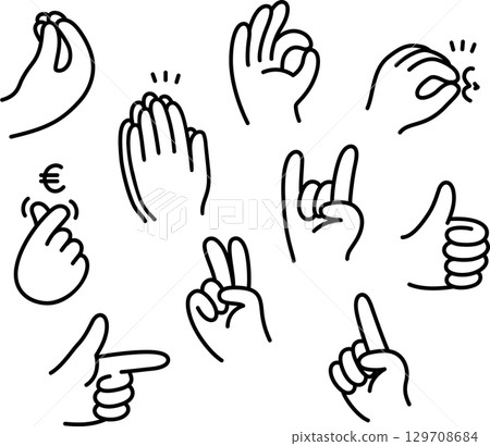 Cartoon Italian hand gestures icon set 129708684