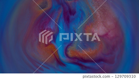 Paint sparkle. Blur ink wave. Defocused blue orange purple colorful liquid glitter texture water on abstract art acrylic background. Paint sparkle. Blur ink wave. Defocused blue orange purple colorful liquid glitter texture water on abstract art acrylic background. 129709310