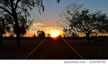 sunset in the Paraguayan Chaco sunset in the Paraguayan Chaco 129709740